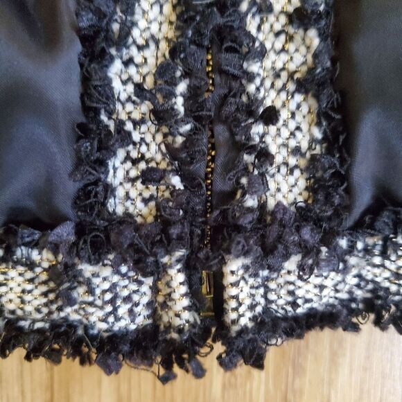 Karl Lagerfeld Tweed Trim Puffer Jacket Sz Sm - Picture 13 of 16